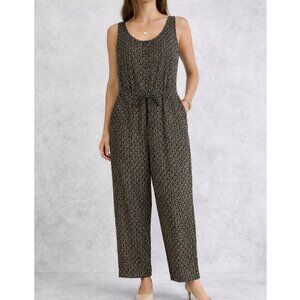 Vintage Kathie Lee Collection Black Brown Geometric Rayon Jumpsuit Size 16